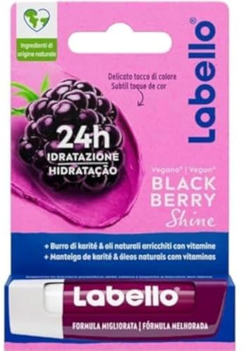 Labello Black Berry Shine 5,5 ml, 1 Stück - Lippenpflegestift, Glänzend, Schwarze Johannisbeere, Feuchtigkeitsspendend