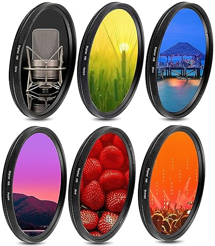 Acuvar 58mm Graduated Color Lens Filter Kit, 6 Piece Gradient Filter Set for DSLR and Mirrorless Camera Lenses – Includes Photography Filters, and Outdoor Effects + Travel Pouch –Fits 58mm Lens Thread