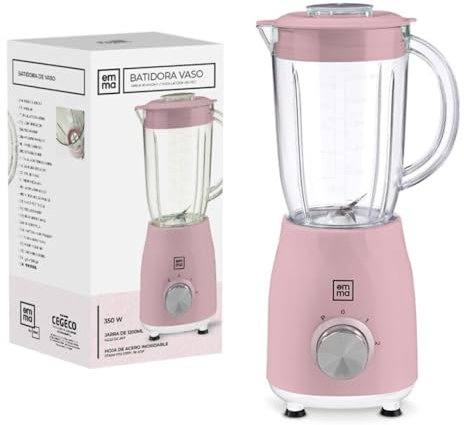 Batidora EMMA - Envío 24h - Bajo Consumo | Alto Rendimiento | Resistente y Cuchillas duraderas - Hogar y Hostelería - Cosecha Privada (Batidora Vaso, Rosa)