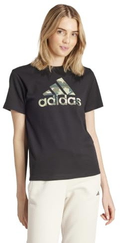 adidas Damen CAMO Graphic Tee, Black, M