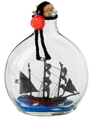 FLADO Modelo De Barco Artesanal con Botella Vertical Pequeña, Velero En Botella, Modelo De Barco Perla Negra En Botella De Vidrio, Regalos De Cumpleaños De Navidad