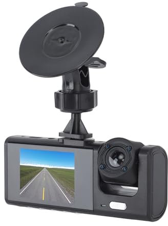Grabadora de Conducción de Automóvil Dual Dash CAM 3in 1080P HD Frontal e Interior con Sensor G, Grabación en Bucle Que Captura Imágenes Claras Tanto Dentro como Fuera de su