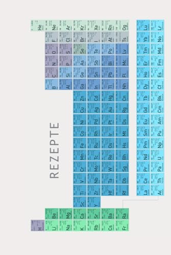 Rezeptebuch (15,24x22,86 cm) mit dem Thema Periodensystem der Elemente/ Chemie/ Labor: Rezeptebuch im Querformat für eigene Rezepte mit Inhaltsverzeichnis, Kaptiteln und Seitenanzahl