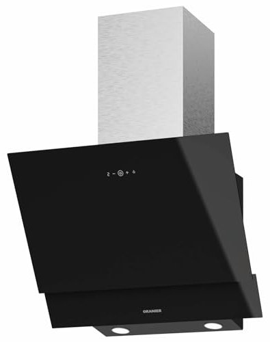 Oranier Abzugshaube 60 cm Miran S - schwarze Abluft Kopffrei-Haube LED Anzeige weiß - kleine Schräghaube 4 Leistungsstufen - Touch-Control Steuerung