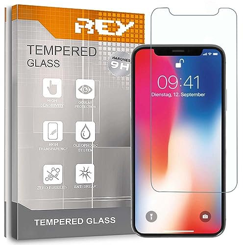 REY 2X Protector Pantalla para iPhone 11 Pro - iPhone X - iPhone XS, Cristal Vidrio Templado Premium