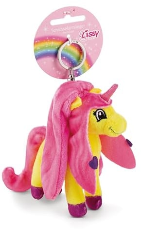 NICI Schlüsselanhänger Lissy Pony Einhorn Dilara 10cm gelb - Plüsch-Begleiter Kuscheltieranhänger mit Schlüsselring für Schlüsselband, Schlüsselbund & Schlüsselhalter
