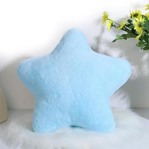 Bettschlange Kuschelkissen Kinder, Stern Kinderkissen, Weiche Flauschige Sternenkissen, Kissen Kinderzimmer Sternform Dekokissen für Mädchen & Jungen Zuhause Schlafzimmer,Himmelblau,30x30cm