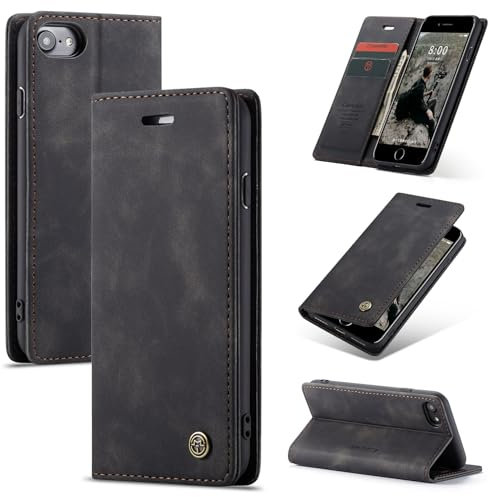 owlhold Handyhülle für Samsung Galaxy A50/A50S/A30S Hülle, Premium Lederhülle Weiches Vintage-Nubukleder Faltbare Ständer Klapphülle stoßfest Schutzhülle für Samsung A50/A50S/A30S -Schwarz