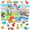 ASTARON 3 Pack wiederverwendbare Sticker Buch für Kleinkinder, 3D Sticker Szenen Buch pädagogische sensorische Lernspielzeug, Reise Spielzeug Flugzeug Aktivitäten für Kinder