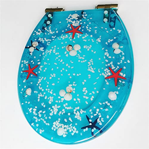 Led Light Slow- Close Resin Toilet Seats Cover,Stainless Steel Slow Down Quick Release Hinge Shape Toilet Seats Lid