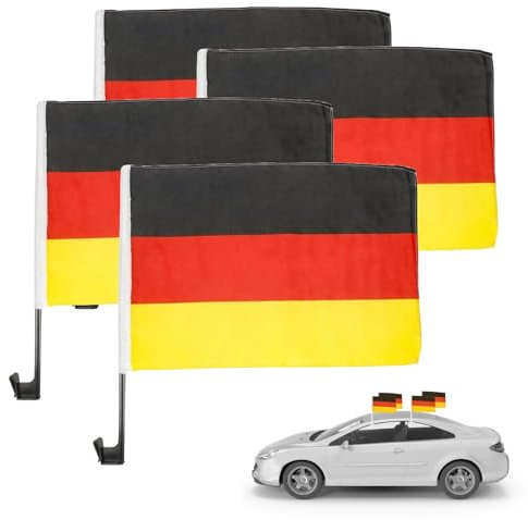 12x Autofahnen Autoflagge Deutschland Auto Autofahne Fahne Flagge Deutschland Fanartikel für Fußball EM 2024 (3 x 4 Sets)