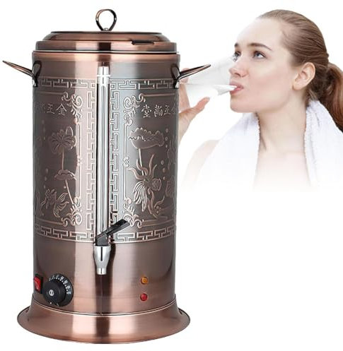 Stainless Steel Catering Hot Water Boiler Tea Urn Coffee - 20L, Lockable Lid, Anti-drip Tap, Temperature Control 30-110 Degree - for Home Shop Hotel Commercial