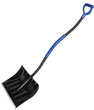 ORIENTOOLS Snow Shovel for Snow Removal with D-Grip, Steel Handle and PP Head with Durable Aluminum Edge Blade, Large Capacity Shovel for Garden Car Camping Outdoor