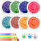 MSIHEY 8 Stück Stempelkissen Bunt DIY Stempelkissen Fingerabdruck Finger Stempelkissen bwaschbare Stempelkissen & 6 Stück Pinsel Waschbares für Kartenherstellung Stempelzubehör (8 Farben)