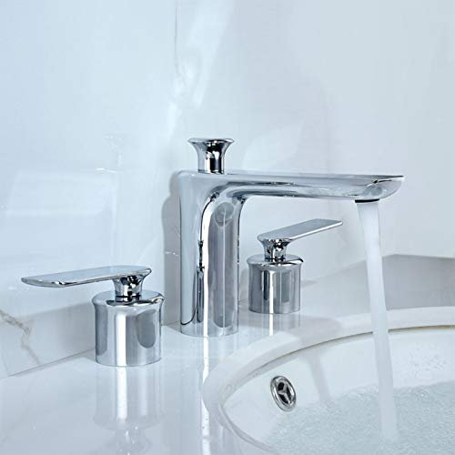 Robinet de lavabo de Salle de Bain largement répandu, Robinet de lavabo en Laiton, Robinet de vanité monté sur Le Pont, mitigeur de Salle de Bain à Deux poignées, Chrome