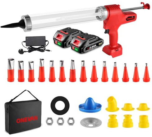 Cordless Caulking Gun Electric Silicone Gun, 6 Adjustable Speed with Max Thrust Force of 5000N Sealant Gun for Filling, Sealing etc.