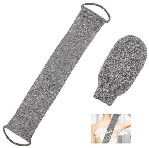 Ensemble de 2 Brosse pour le Dos Douche Exfoliation Brosse Corps avec Gants, Brosse Dos Douche pour le Bain Des Adultes, Brosse Exfoliante Corps, Long Lave Dos pour Douche, Brosse de Douche pour Dos