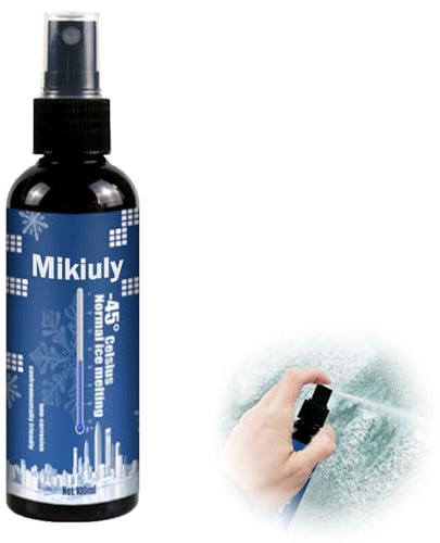 Mikiuly Spray Antighiaccio, Deghiacciante Spray, Spray Sbrinante per Auto, Deghiacciante Liquido ad Effetto Immediato, Adatto per Ogni Genere di Vetro e Cristallo dell'Auto, 100ml