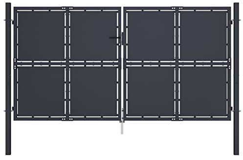 qohoio Garden Gate Steel 300x200 cm Anthracite-gates outdoor,metal gates for garden