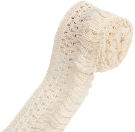 F Fityle Boho-Quaste mit Langen Fransen, Baumwolle, Beige, zum Selbernähen, Quaste, breite Nähfransen für Heimdekoration, Kleidung, Teppich, Kleid