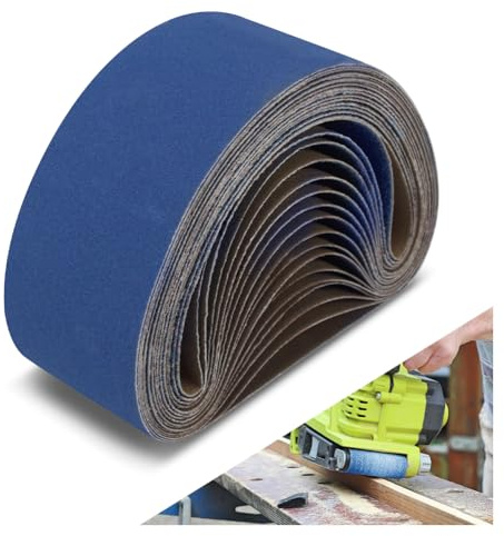 75 x 533 MM Sanding Belts, 16 Pcs Assorted Grits (60/80/120/240), Zirconia Sanding Belts for Metal Polishing, Woodworking, Derusting