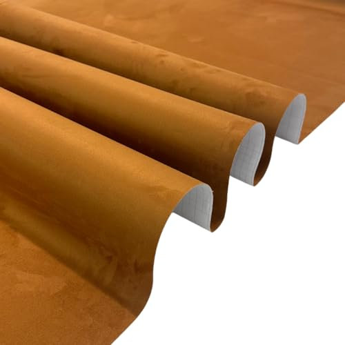 Fuhrwerkdesign Mikrofaserstoff Klebefolie Wildleder Optik Selbstklebend Auto Stoff Stretch Dehnbar Velvet Velour Kunstleder Wildlederimitat (Zimt-Braun, 10cm x 150cm)
