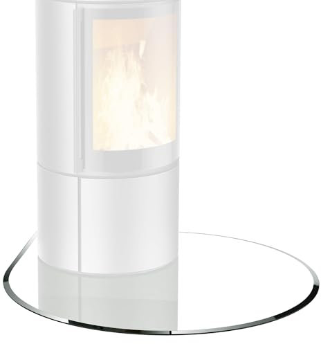 BIJON Glasplatte Tropfenbogen für Kaminofen mit Dichtlippe, Glasbodenplatte - Funkenschutzplatte Glas mit Facettenschliff, Kamin Hitzeschutz, ESG Sicherheitsglas 110 x 110 cm x 6 mm
