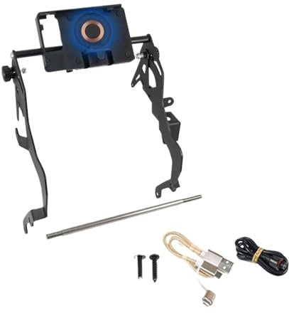 QINSHU Telefonhalter-Stangensatz Für Pan Für Amerika 1250 Für Spezielle RA1250 PA 1250 2021 Motorrad Einstellbare Windschutzscheibe Verstärkung Navigation Navigation Halterung(Wireless Charging)