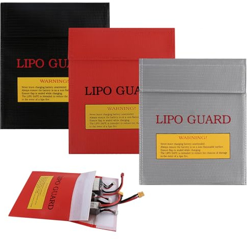 3 Stück Explosionsgeschütze Sicherheitstasche, Akku Tasche, Lipo Safety Guard, Feuerfest Wasserdicht Safe Bag, für Batterie/Bargeld/Pass/Schmuck und Andere Wertsachen