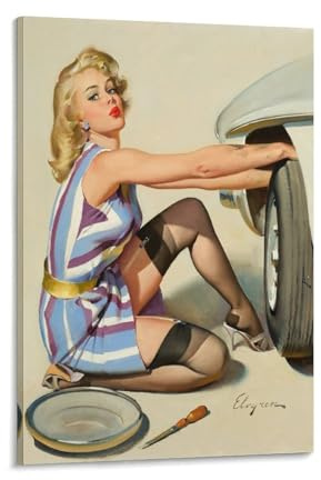 LZTEN Gil Wandkunst, Motiv: Schöne Frau mit Schnellwechsel, Elvgren-Drucke, Poster, Leinwand, Wandkunst, Ölgemälde, Dekoration, gerahmt, 30,5 x 45,7 cm