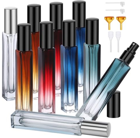 Segbeauty Perfumador Recargable, 10 Piezas 10ml Frascos Perfume, Portátil y Reutilizable, Frasco de Vidrio para Regalos, la Aviación