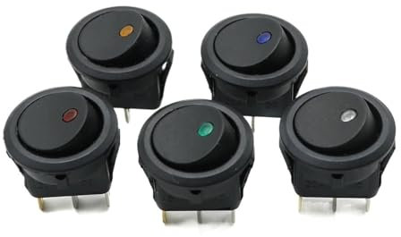 XUXINYCS 5 x ON/OFF 20 A 12 V Runder Wippschalter Wasserdichte LED-Licht-Lumineszenz-Kippschalter Verriegelung