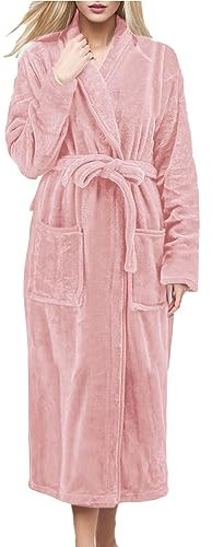 Bademantel Damen, Fleece Morgenmantel Damen Leicht Sauna Bademantel, Saugstark Schnell Trocknend Bequemer Bademantel Frauen Winter Warm Grosse Grössen Langarm Jumpsuit Damen Robes Pyjama