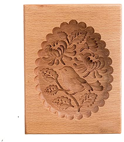 SDGBCXD， Plätzchenformen aus Holz, Kekse, Kekse aus Holz, umweltfreundlich geschnitzte Shortbread-Stempelprägung for Muffin-Mondkuchen, Plätzchenkekse ，Keks-Förmchen
