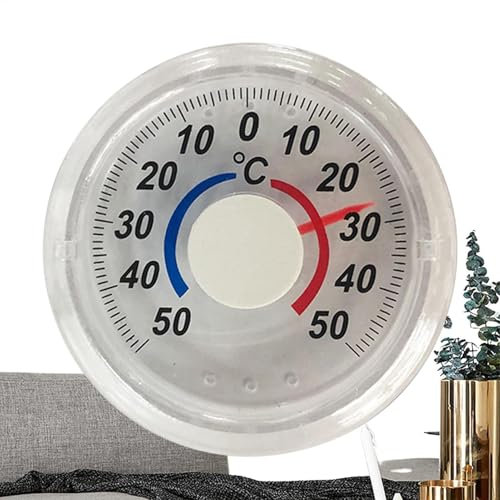 Transparent Window Thermograph - stick-ons Analog Thermometer, Two-Color Scale | Window Thermometer for Indoor & Outdoor, Bathroom & Dormitory Thermograph, Wall Thermometer for Home