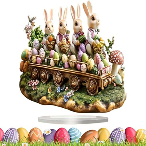 -Tischdekoration, Acryl, 2D, flach, -Ornament, Desktop-Hasenständer, festliche Tischdekoration für Zuhause, Terrasse, Garten, Esstische, 22,9 x 8,9 cm