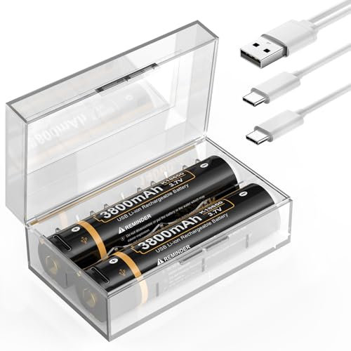 BOANV Rechargeable Battery 3.7V, 3800mAh Battery for Electric or Automatic Equipment,USB-C Charge Button Top Batteries with Charging Cable(2PCS)