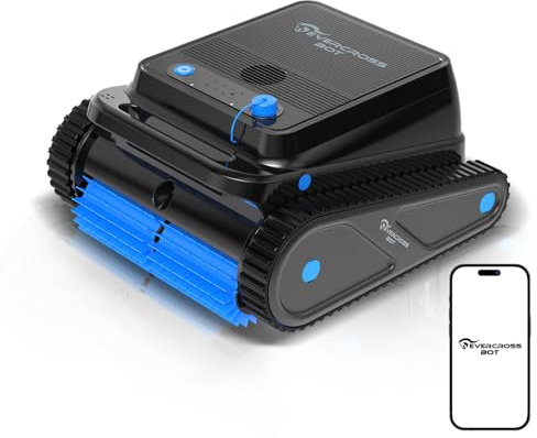 EVERCROSS BOT U8 Poolroboter Boden und Wand, APP, Kabelloser Poolsauger Akku mit Wasserlinienreinigung, 120 Min Batterielaufzeit, Intelligenter Navigation, Selbsteinparkfunktion, Reinigungsfläche 200㎡