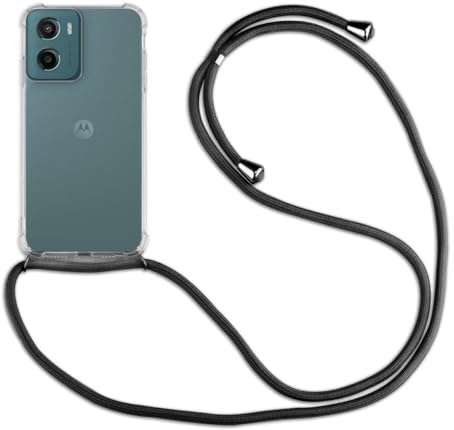 betterfon Handykette Hülle kompatibel mit Motorola Moto G05 / Moto E15 | Smartphone Hülle Case mit Band | Handyhülle Handyband zum Umhängen | Schwarz