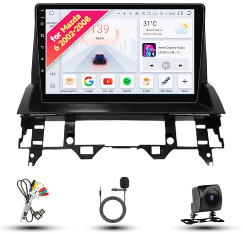 Android 13 Car Radio Stereo Per Mazda 6 2002-2008 - 9 IPS Touch Screen, Upgrade Dash Kit with CarPlay & Android Auto, GPS Navigation, Bluetooth, WiFi, SWC, 5G, DSP(4Core 2+32GB)