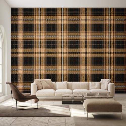 Générique Papier Peint Panoramique Écossais Tartan, Papier Peint Carreaux Rustiques Fond pour Chambre Wallpaper, Fresque Murale pour Salon Salle Deco Murale, 200x140cm D&O119