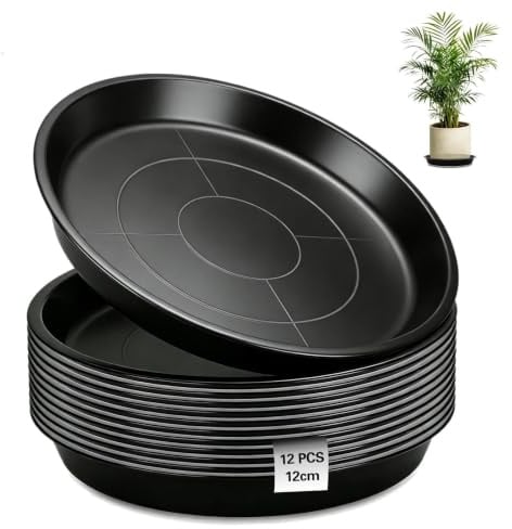 Ezitruz 12 Pièces Soucoupes pour Plantes 30 cm Soucoupes pour Pots de Fleurs Rondes Dessous de Pot de Fleur Noir Plateaux de Planteur pour Intérieur Extérieur Jardin Balcon Salon
