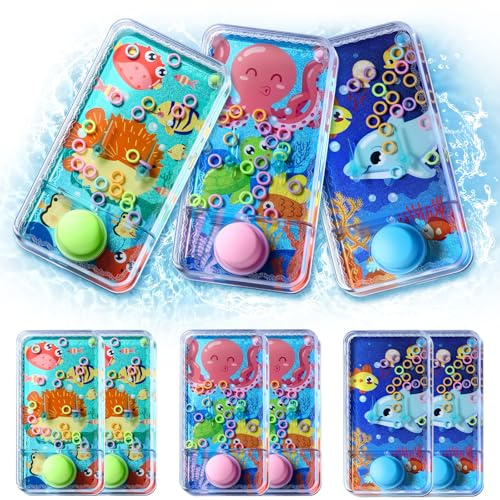 Cleboen 6Pcs Wasserflipper Kinder Ringwurf Wasserspiel Handheld Geduldsspiel Wasser Flipper Ring Kleines Spiel für Kind Partys Mitgebsel Kindergeburtstag Gastgeschenk (Unterwasserwelt)