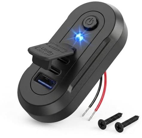 KEEDIN 12V USB Steckdose mit Schalter, 3-Port Auto Ladegerät, Dual USB-C PD 30W & QC3.0 Schnellladung, USB Panel Einbau für Wohnmobil, Boot, LKW, ATV, mit LED Anzeige