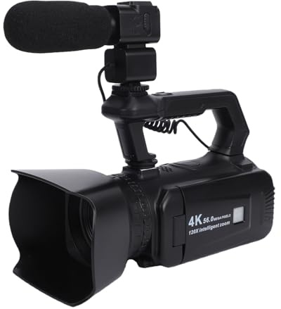 Bewinner Caméra Vidéo 56MP 4K avec écran Tactile Rotatif |Zoom 120x, Mode Webcam, Micro Externe et Télécommande pour Vlogging/Diffusion en Direct