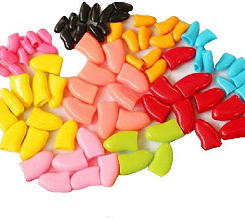 Crasy Shop 20Pcs/Lot Soft Silicon Pet Dog Cat Nail Caps Kitten Claws Paws Control Nail Protector Cover with Adhesive Glue-Random Color (2XL)