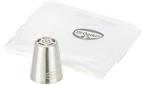 Dr. Oetker 1993 - Beccuccio per fiori con tulipano + 4 sac à poche usa e getta, colore: Argento/Trasparente