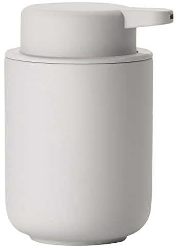 Zone Denmark Ume Seifenspender für Flüssigseife, Steingut/Keramik mit Soft Touch-Beschichtung, Skandinavisch im Design, 250 ml, Höhe 12,8 cm, Soft Grey (Hellgrau)