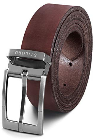 STILORD Vintage Ledergürtel Herren Damen Universal Kürzbar Echtledergürtel Herrengürtel Damengürtel Büffelleder, Farbe:cresto - braun | Schnalle gebürstet - silbern I I, Größe:Universal 80-130 cm