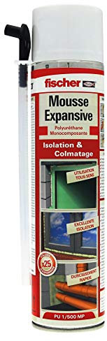 fischer - Mousse polyuréthane monocomposant prête à l'emploi non pistolable / 1 cartouche de 500ml 53387
